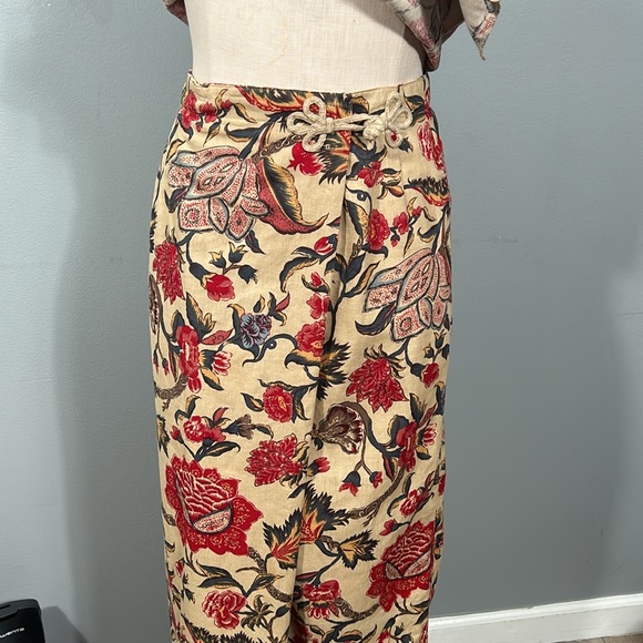 Vintage Susan Bristol Linen Floral Sleeveless Top, Maxi Skirt Mandarin Style 8 - Picture 6 of 16